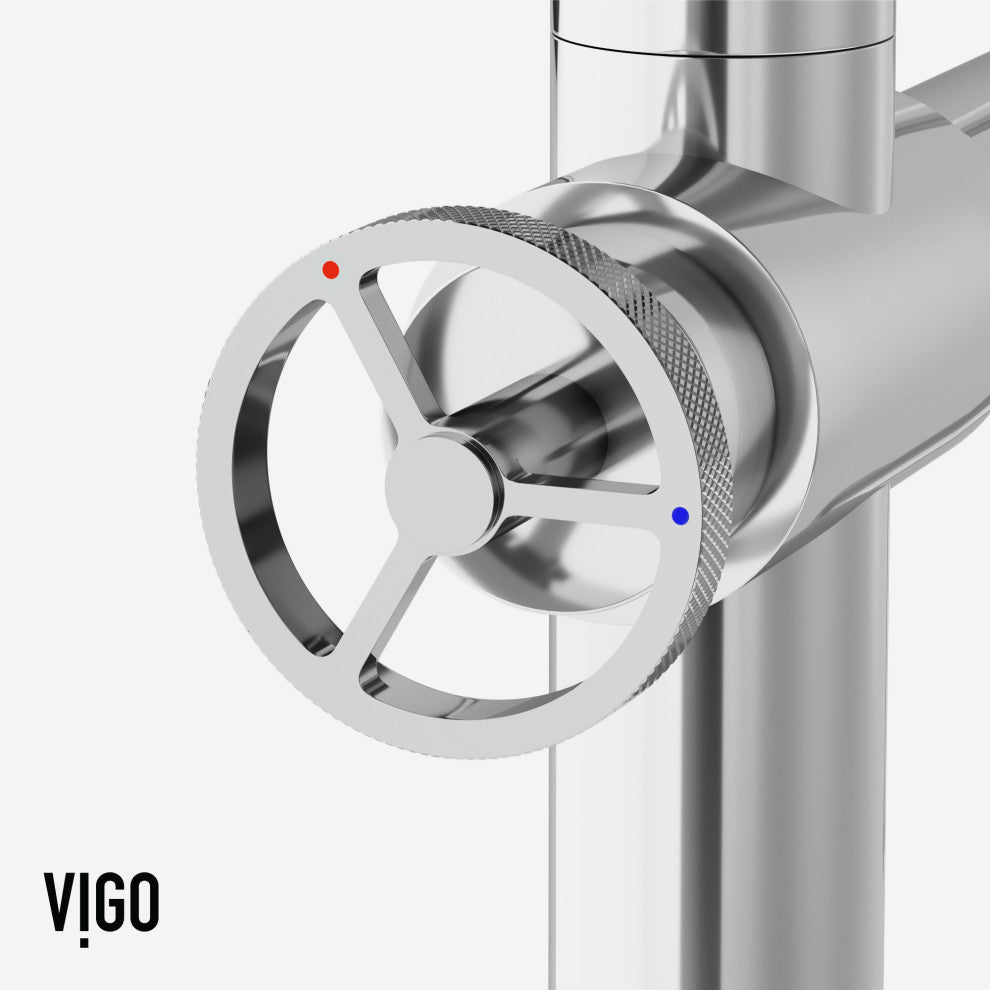 VIGO Cass 13" H Widespread Pull-Out Sprayer Kitchen Faucet, Chrome