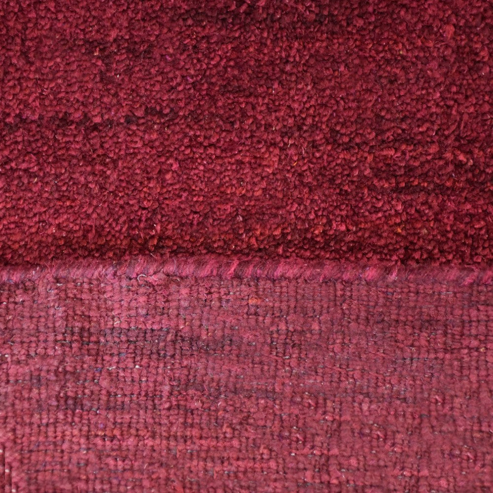 Hand Knotted Loom Silk Mix Area Rug Solid Red