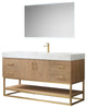 Alistair Vanity, North American Oak With Countertop, 60", With Mirror