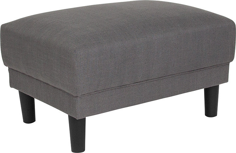 Asti Upholstered Ottoman In Dark Gray Fabric