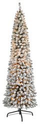 Nearly Natural 7ï¿½ Flocked Pencil Artificial Christmas Tree with 400 Clear Lights