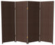 4' Tall Woven Fiber Room Divider, Dark Mocha, 4 Panel