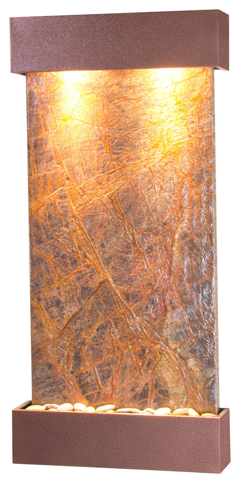 Whispering Creek Water Feature, Brown Marble, Copper Vein