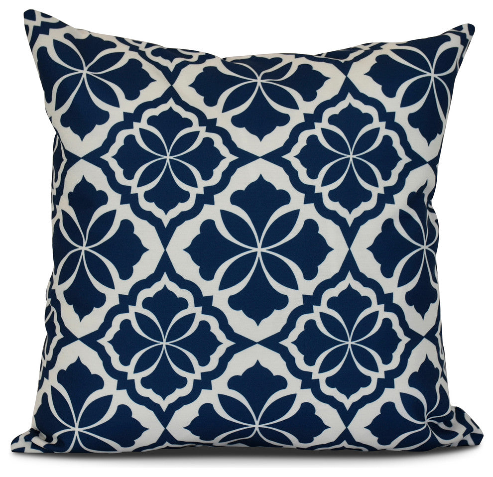 16x16", Ceylon, Geometric Print Outdoor Pillow, Blue