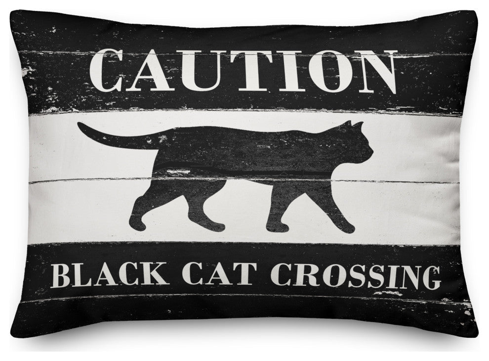 Black Cat Crossing 14x20 Spun Poly Pillow