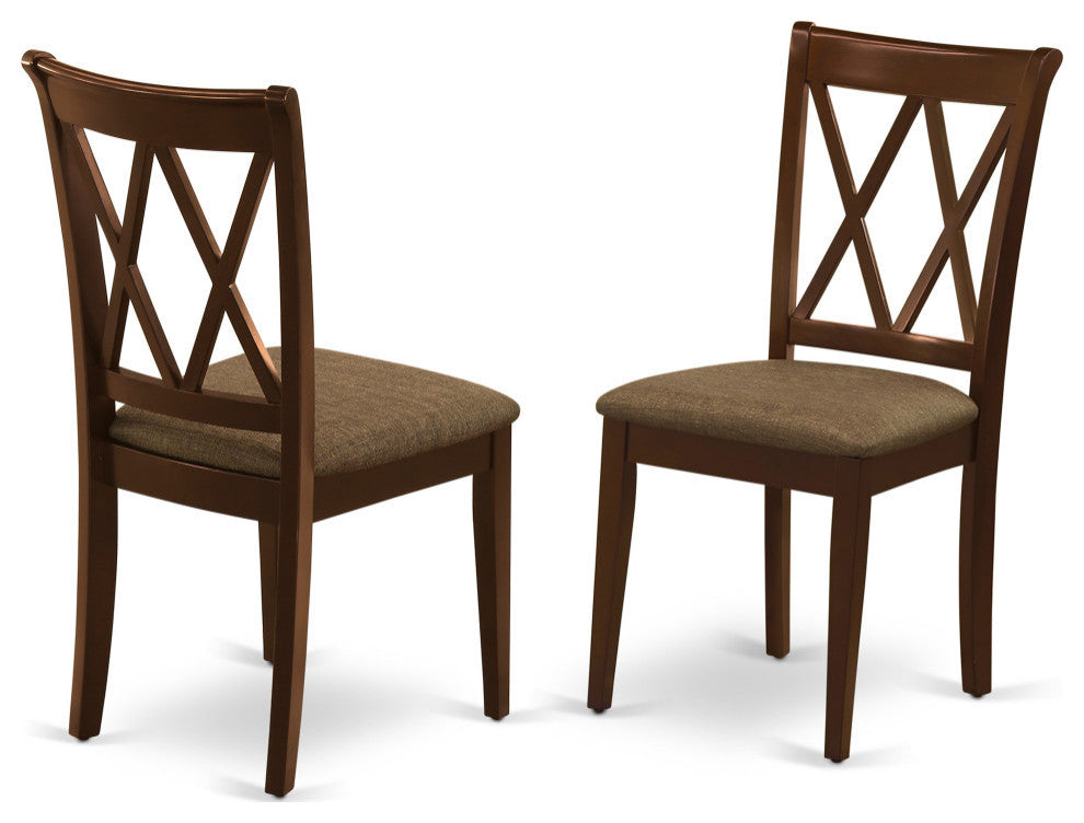 5Pc Dining Set, Round Dinette Table, Four Kitchen Chairs, Mahogany Finish