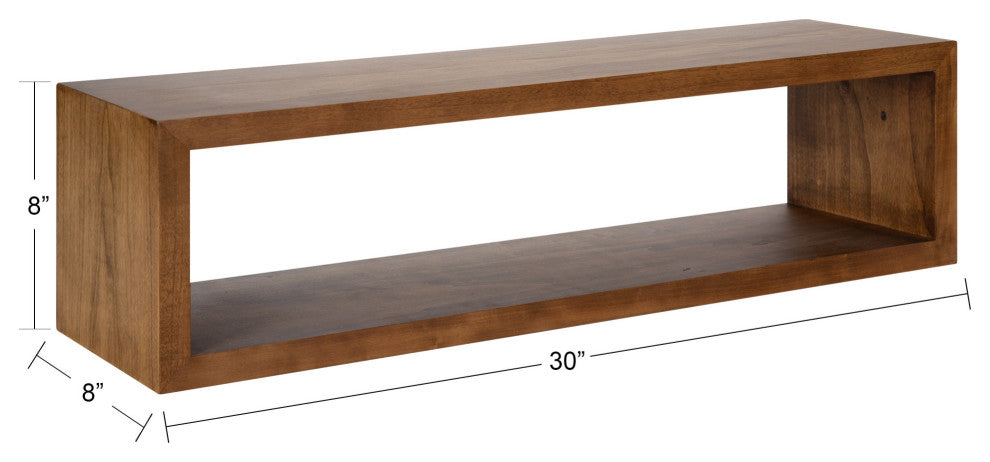 Holt Wood Wall Shelf, Rustic Brown 30x8