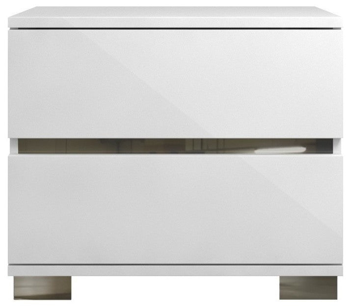 2 Drawer Nightstand With Chrome Legs White