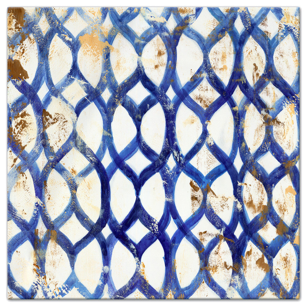 Blue Moroccan Pattern 24x24 Canvas Wall Art