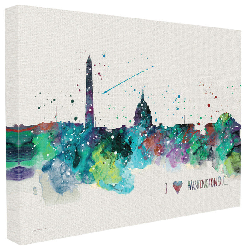 I Love DC Paint Splatter, 16x20, Stretched Canvas Wall Art