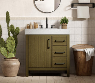 Home Living 32" Single Bathroom Vanity, Chestnut Brown