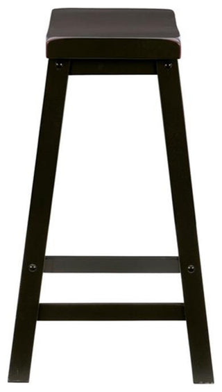 Bowery Hill 24" Transitional Wood Backless Saddle Seat Counter Stool in Black