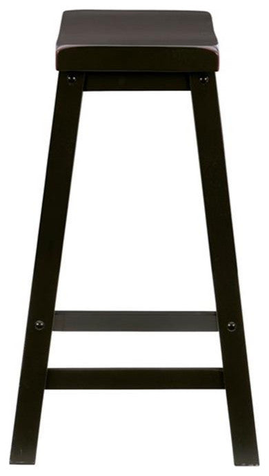 Bowery Hill 24" Transitional Wood Backless Saddle Seat Counter Stool in Black