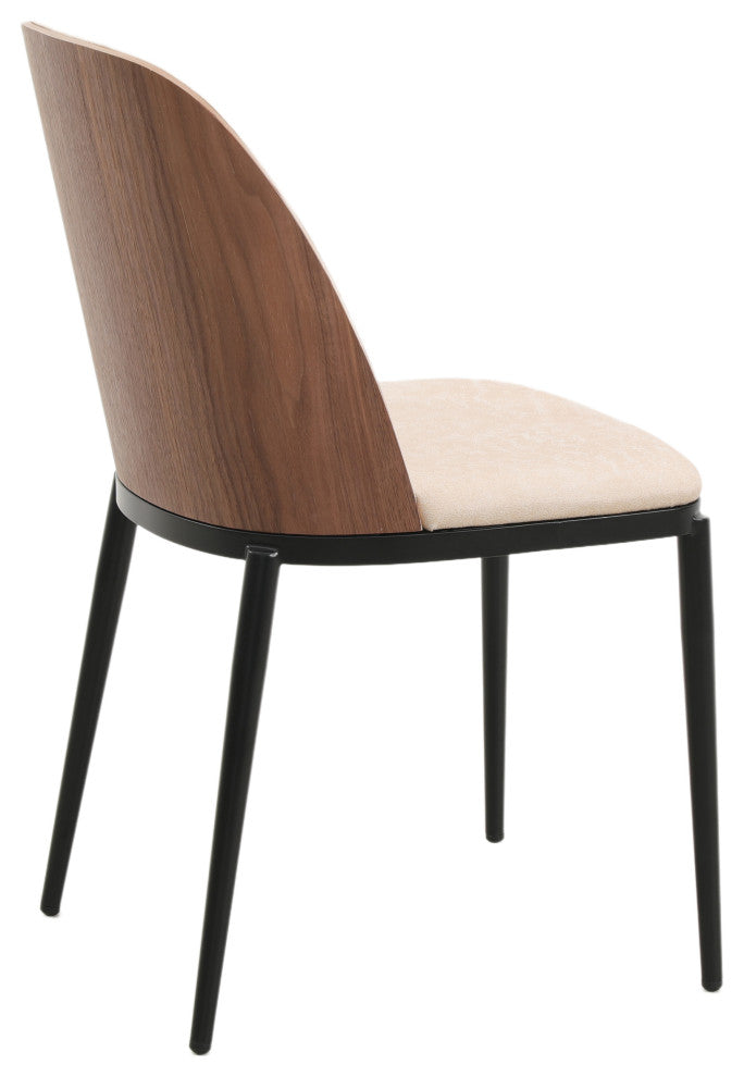 LeisureMod Tule Dining Side Chair, Set of 2, Walnut/Light Brown
