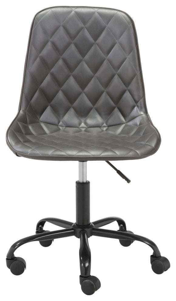 Computer Chair, Faux Vinyl Leather, Steel, Gray, Black, Business Office