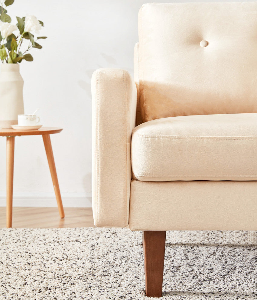 Beige Velvet Modern Tufted Modular Sofa