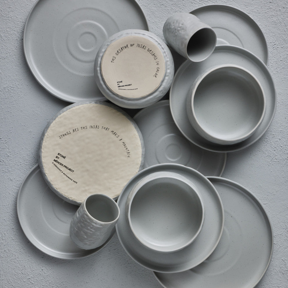 Stone by Mercer Project SHOSAI Stoneware 32 Piece Dinnerware Set, Grey