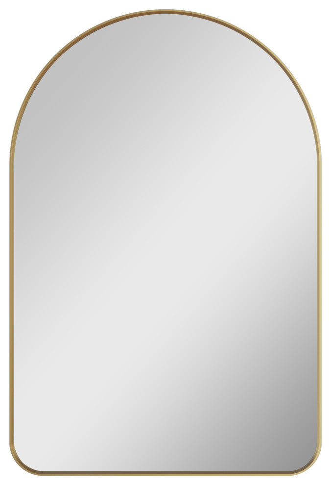 24"x36" Arched Bathroom Wall-mounted Mirror with Aluminum Frame, Gold