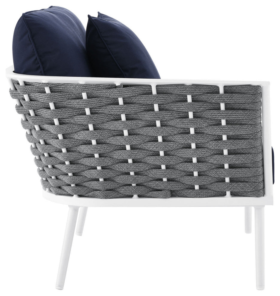 Outdoor Patio Aluminum Outdoor Patio Aluminum Large Sectional Sofa, White Navy