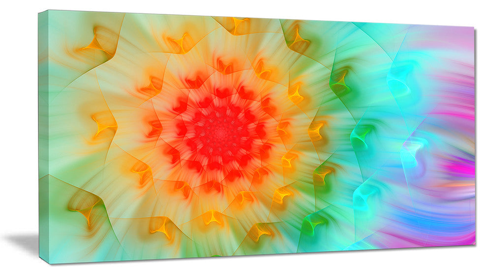 Red Fractal Petals Dandelion, Floral Canvas Art Print, 40x20
