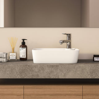 Leonis 17" Square White Finish Ceramic Vessel Bathroom Vanity Sink