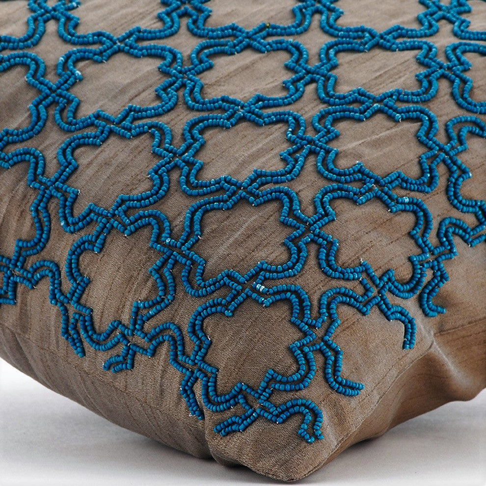 Blue Throw Pillows 20"x20" Art Silk Sofa Pillow Covers, Turquoise Chase