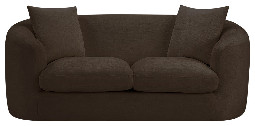 Penelope Upholstered Loveseat, Brown, Chenille Fabric
