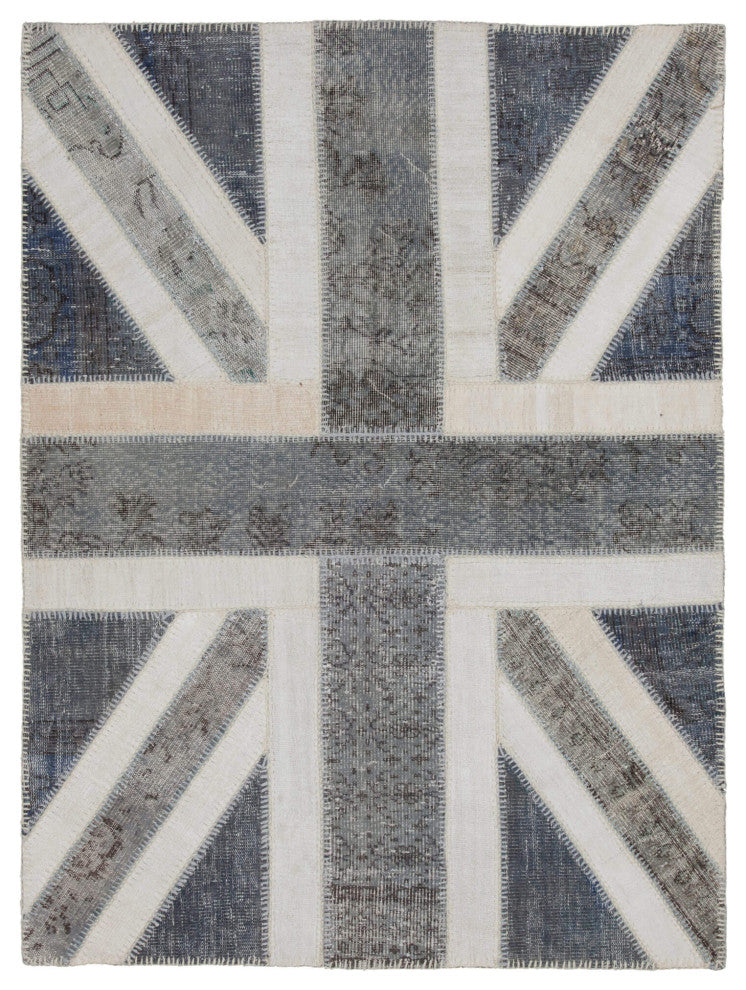 Rug N Carpet - Handmade Oriental 4' 9'' x 6' 4'' Flag Patchwork Rug