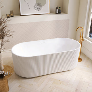 Linyi Freestanding Acrylic Soaking Bathtub, White, 59.1"l X 31.5"w