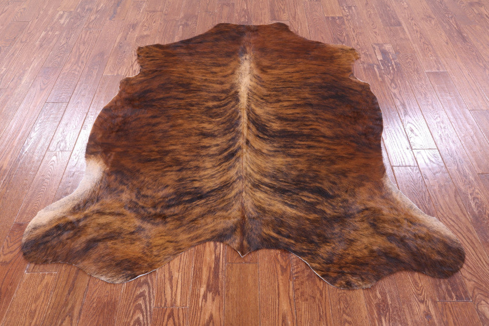 6' 0" X 5' 10" Brindle Natural Cowhide Rug C2176