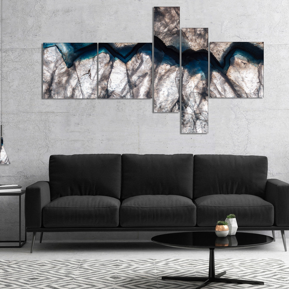 Backlit Mineral Macro, Abstract Canvas Wall Art Print, 60"x32", 5 panels