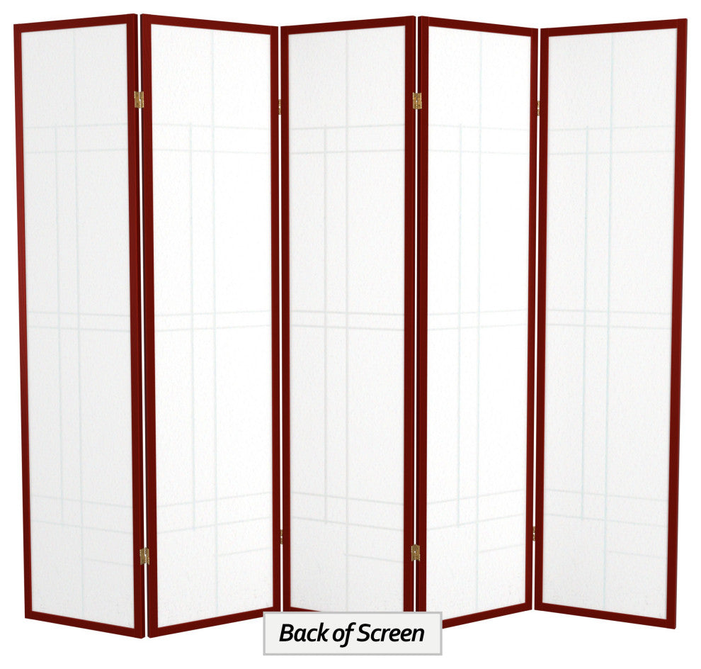 6' Tall Eudes Shoji Screen, Rosewood, 5 Panels