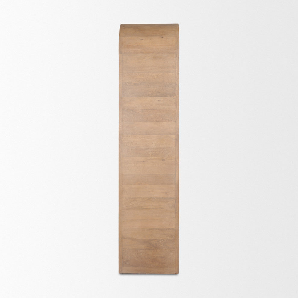 Sorina Reverse Fluted Light Brown Wood Curio Cabinet