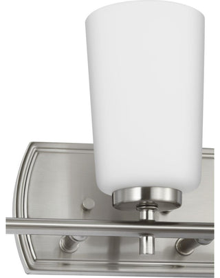 Adley Collection Three-Light Brushed Nickel Etched Opal Glass Bath Vanity Light