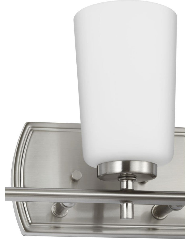 Adley Collection Three-Light Brushed Nickel Etched Opal Glass Bath Vanity Light