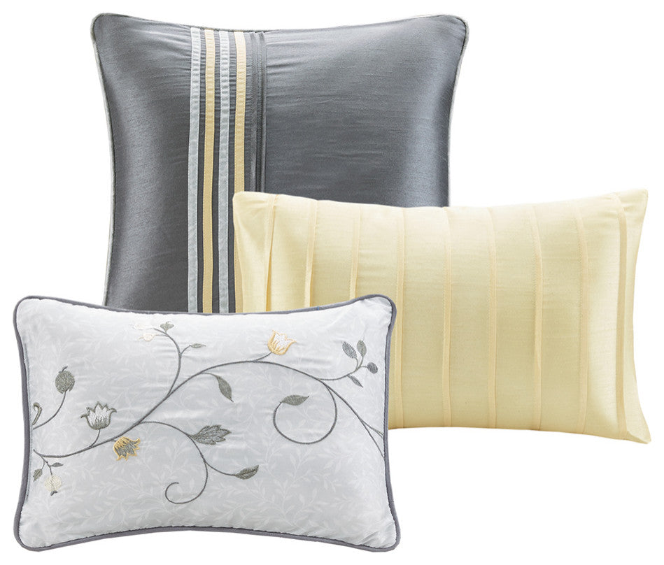 Madison Park Serene Embroidered 7 Piece Comforter Set, Yellow