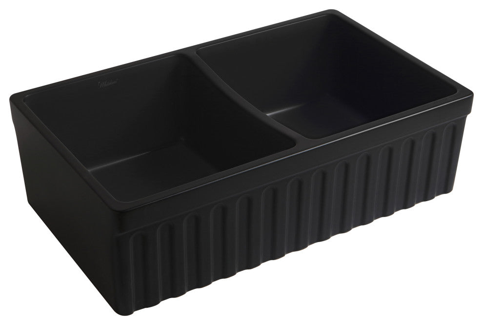 Farmhaus Quatro Alcove Reversible Matte Double Bowl Fireclay Kitchen Sink With