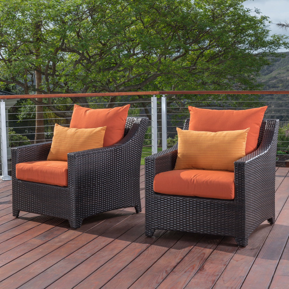 Deco 2 Piece Aluminum Outdoor Patio Club Chairs, Tikka Orange