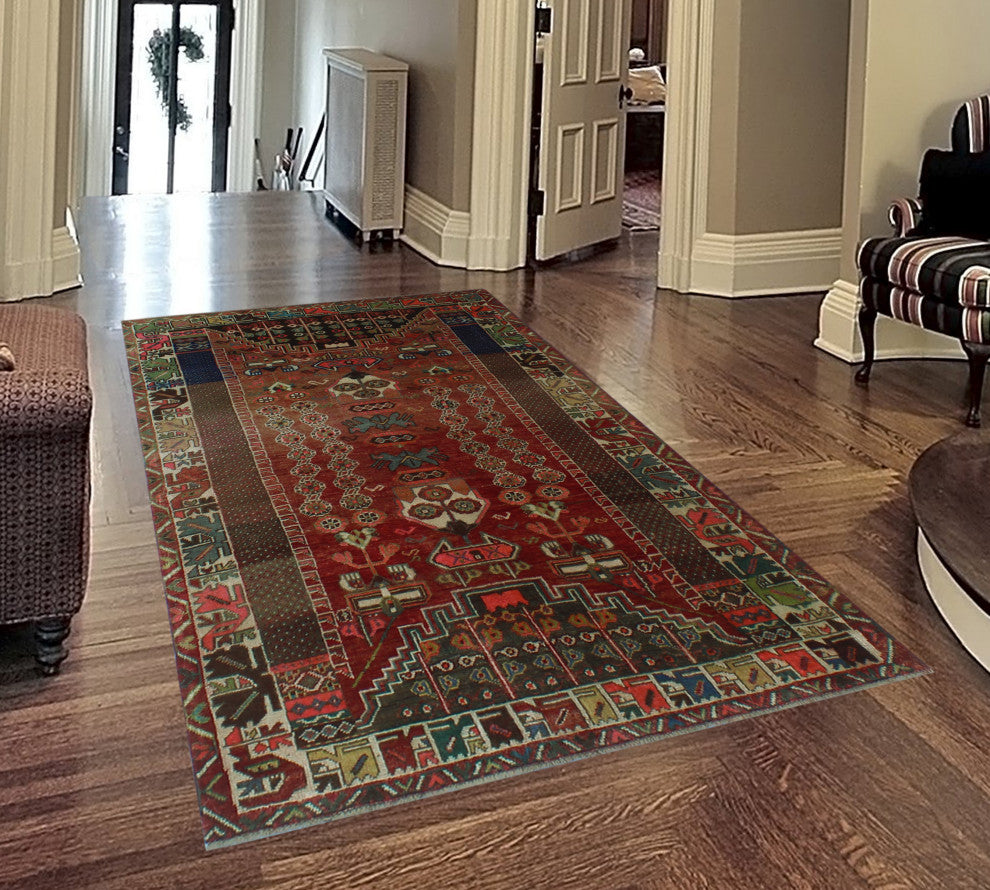 Fine Vintage Distressed Balzhan Rose Rug