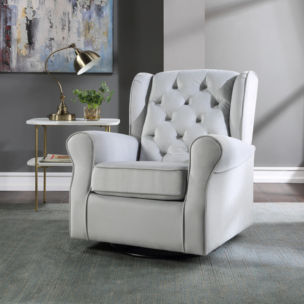 Swivel Chair With Button Tufted, Gray