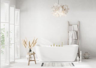 Holly 67" Soaking Bathtub, Glossy White With Brushed Gold Trim