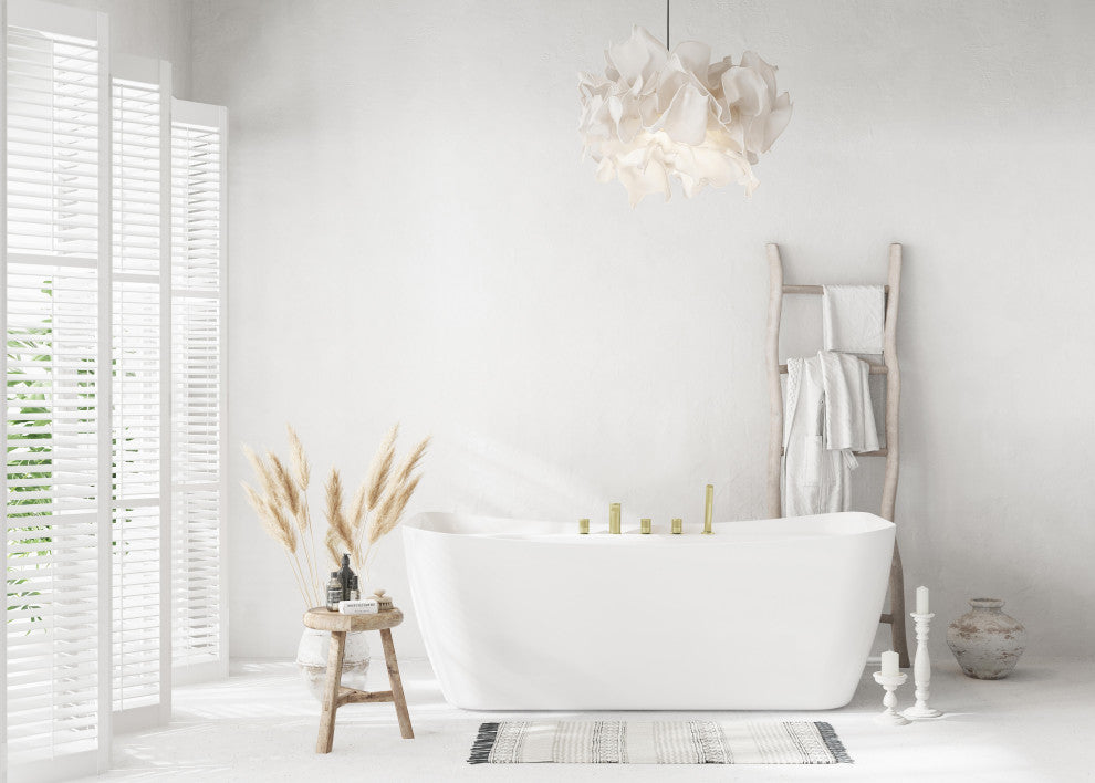 Holly 67" Soaking Bathtub, Glossy White With Brushed Gold Trim