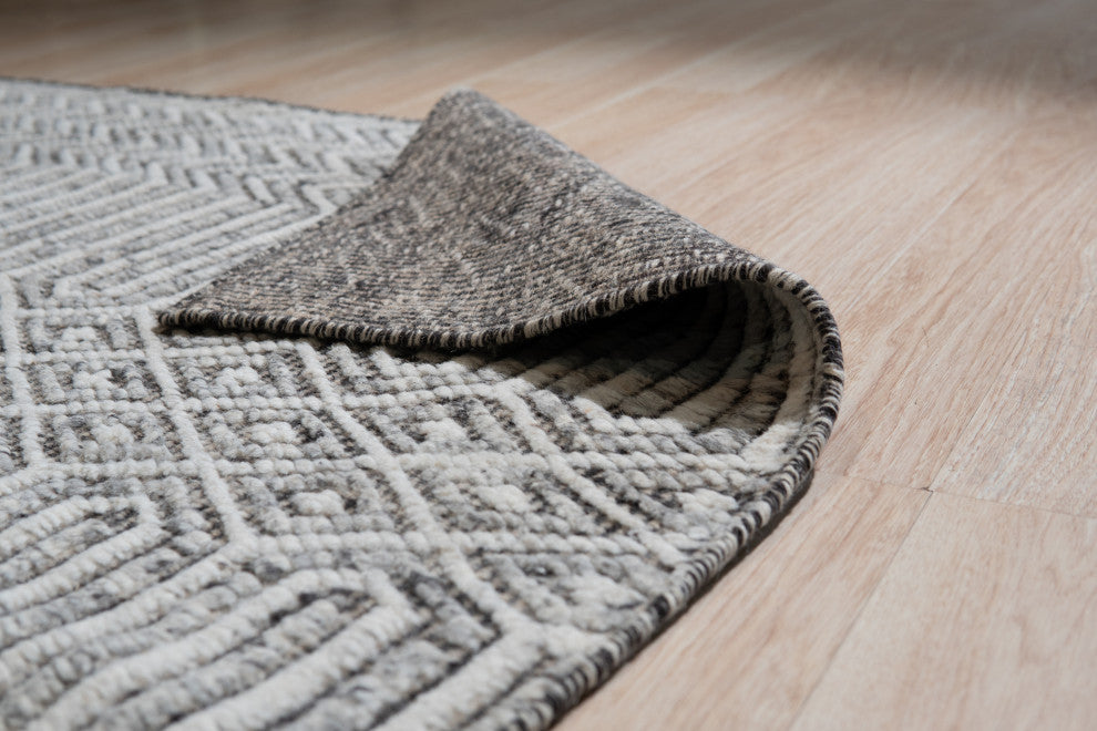 Ivory Contemporary Geometric Transitional High-Low Area Rug