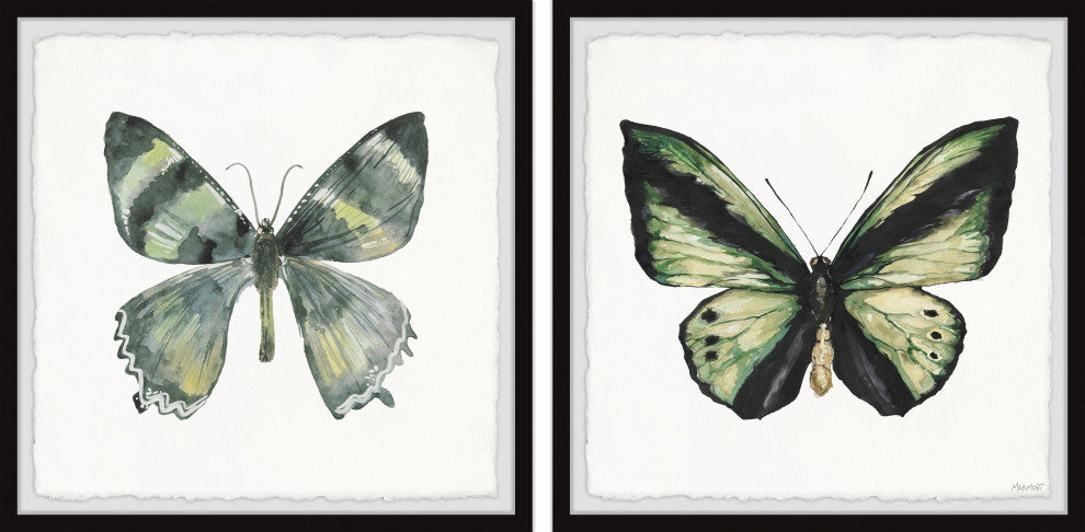 Lovely Green Butterflies Diptych, 36"x18"