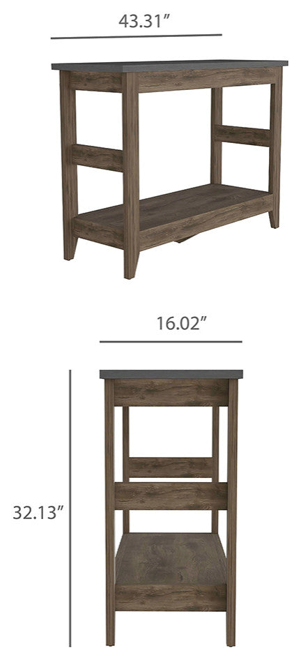 Paulson Rustic Console Table Onyx Top by RST Brands, Brown/Black