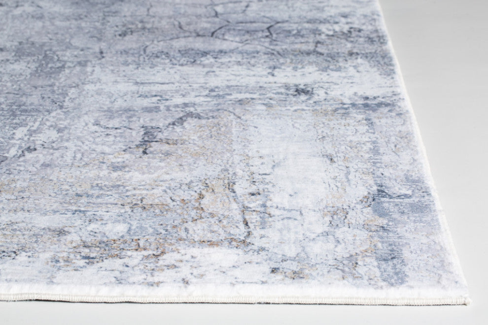 8"x10" Gray Distressed Marble Area Rug