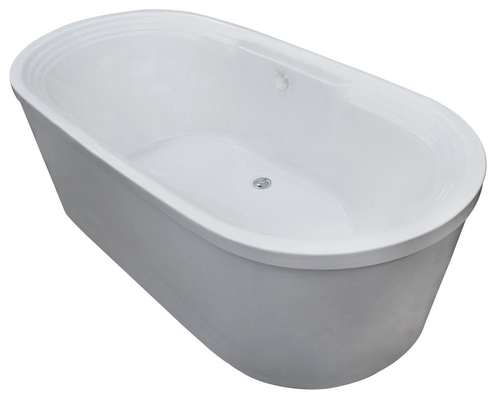 Lucien Oval Freestanding Bathtub, White, Soaker