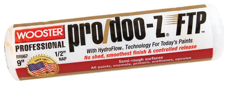 WoosterÂ® RR667-9 Pro/Doo-ZÂ® FTP™ Roller Cover, 1/2" Nap, 9"