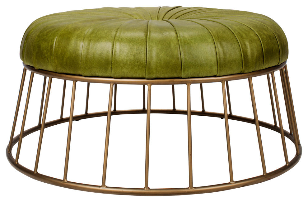 Retro Radcliffe Leather Ottoman Green - Green