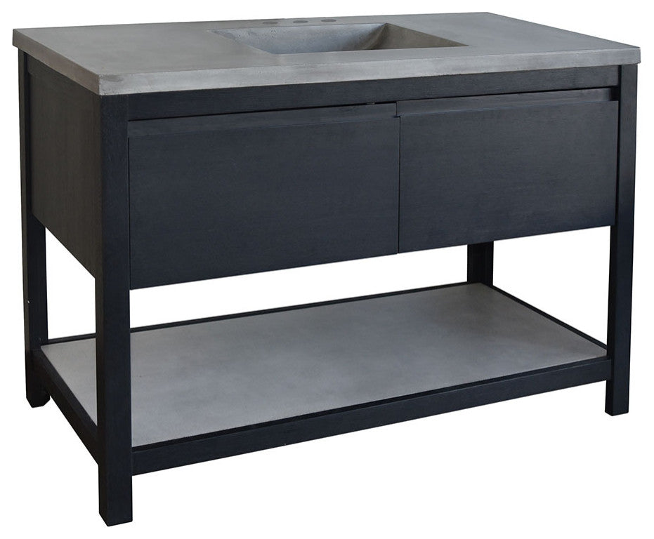 Solace Vanity Set with Palomar Vanity Top and Sink, Ash, Midnight Oak, 48"